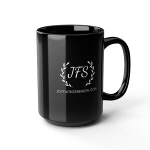 JFS Laurel Black Coffee Mug — 15oz Inspirational Ceramic Gift