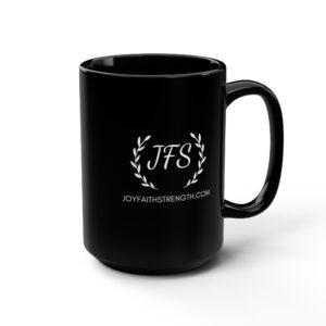 JFS Laurel Black Coffee Mug — 15oz Inspirational Ceramic Gift