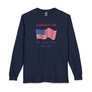 American Flag Long Sleeve Shirt - "In God We Trust" Patriotic Tee